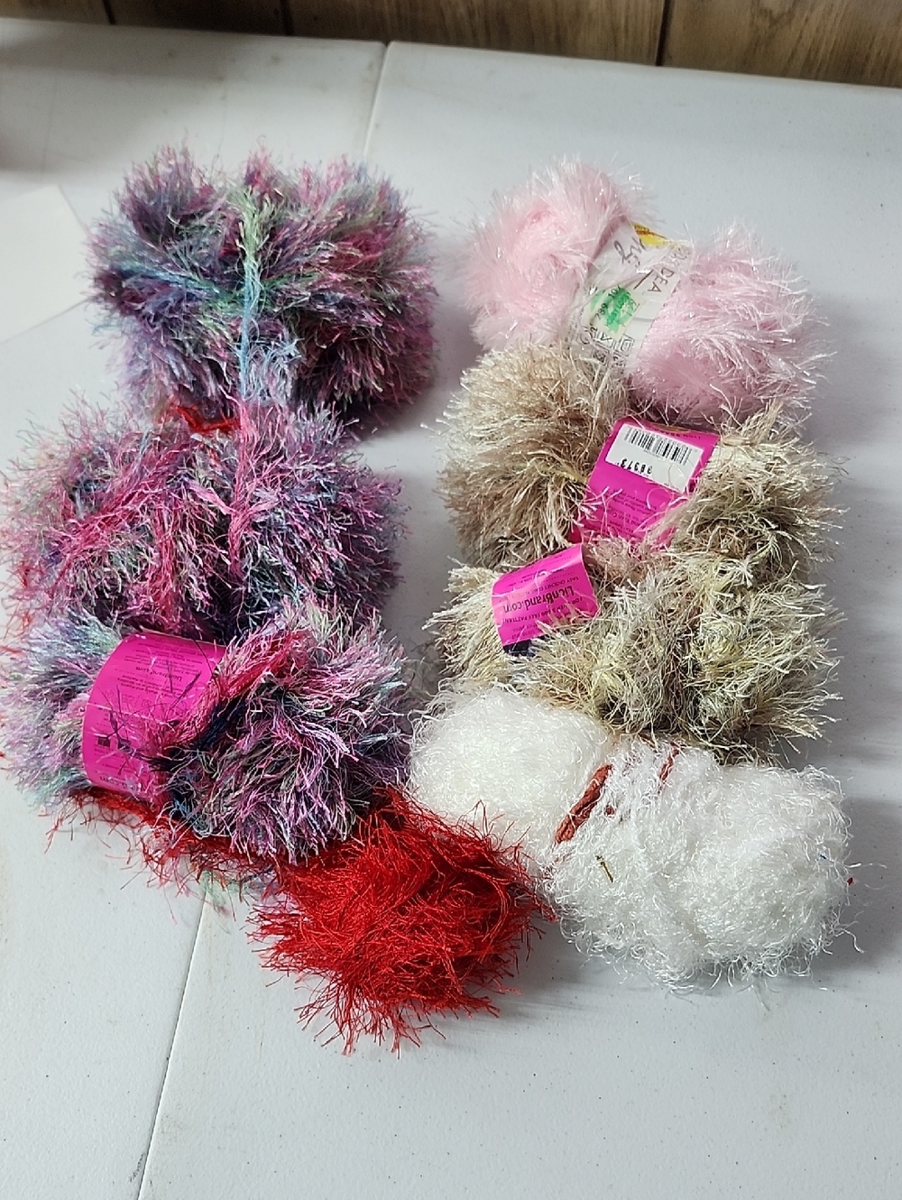 Eyelash Novelty Craft Yarn Bundle - Pink, Red, White, Multicolor